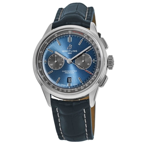 Breitling Men's AB0118A6-CA20-1019P Premier B01 Chronograph Blue Leather Watch