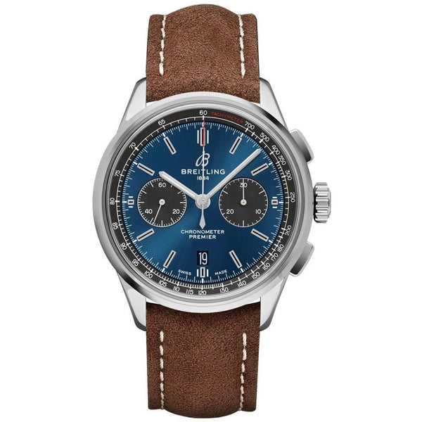 Breitling Men's AB0118A6-CA20-499X Premier B01 Chronograph Brown Leather Watch