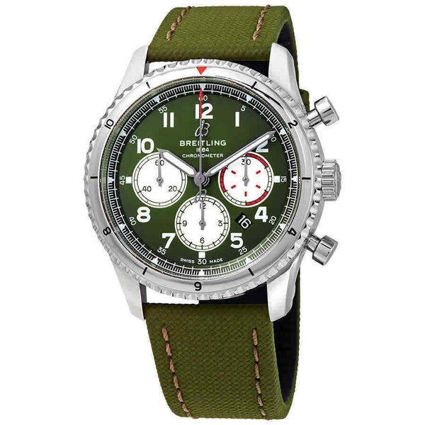 Breitling Men's AB01192A1L1X1 Aviator 8 Curtiss Warhawk Chronograph Green Fabric Watch