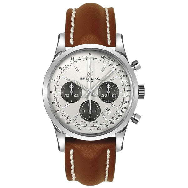Breitling Men's AB015212-G724-437X Transocean Chronograph Brown Leather Watch
