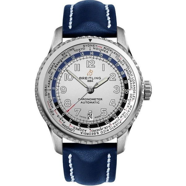 Breitling Men's AB3521U0-G838-105X Aviator 8 Unitime Blue Leather Watch