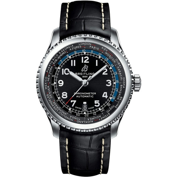 Breitling Men's AB3521U41B1P1 Navitimer 8 Unitime Black Leather Watch