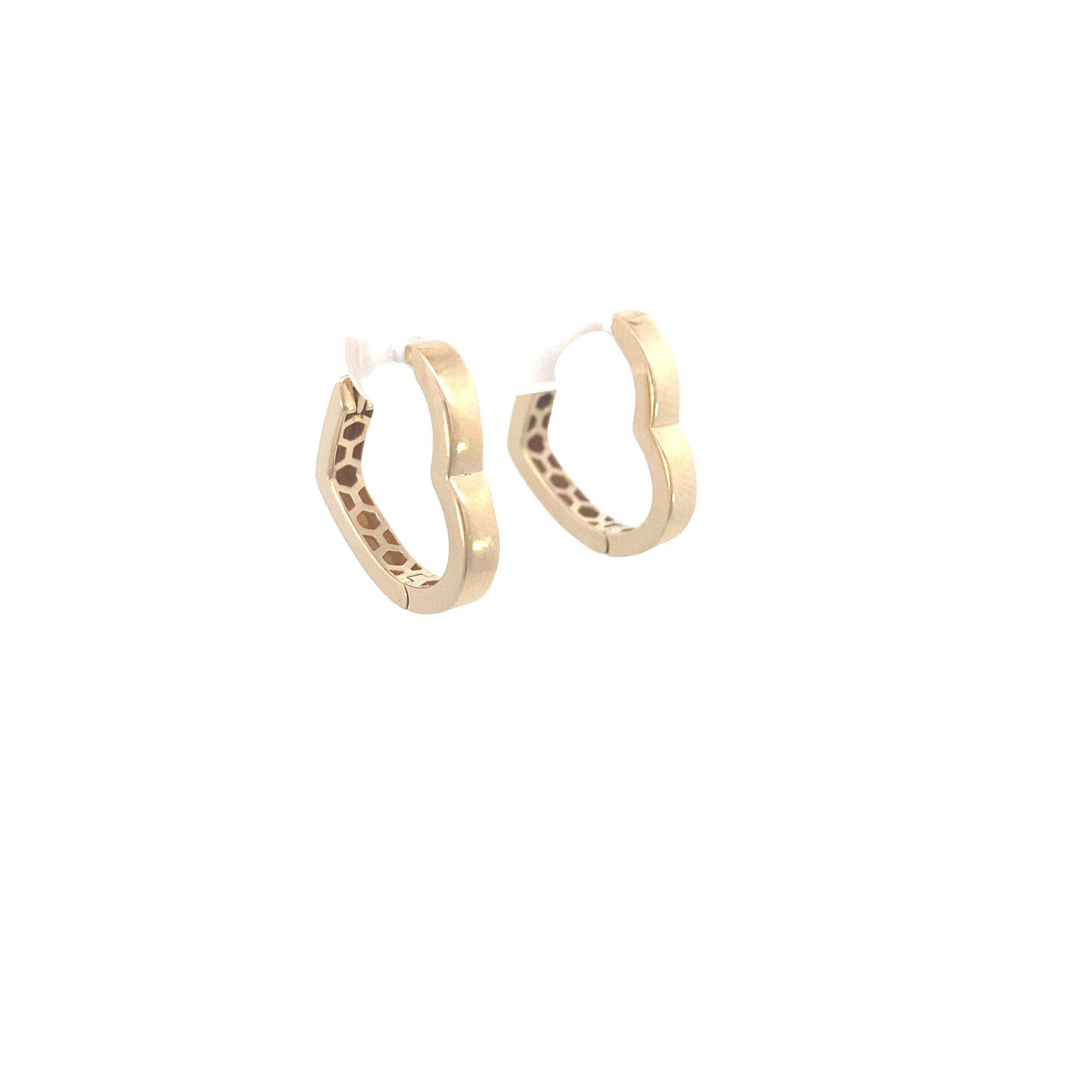 14K Gold Open Heart Hoops Earrings