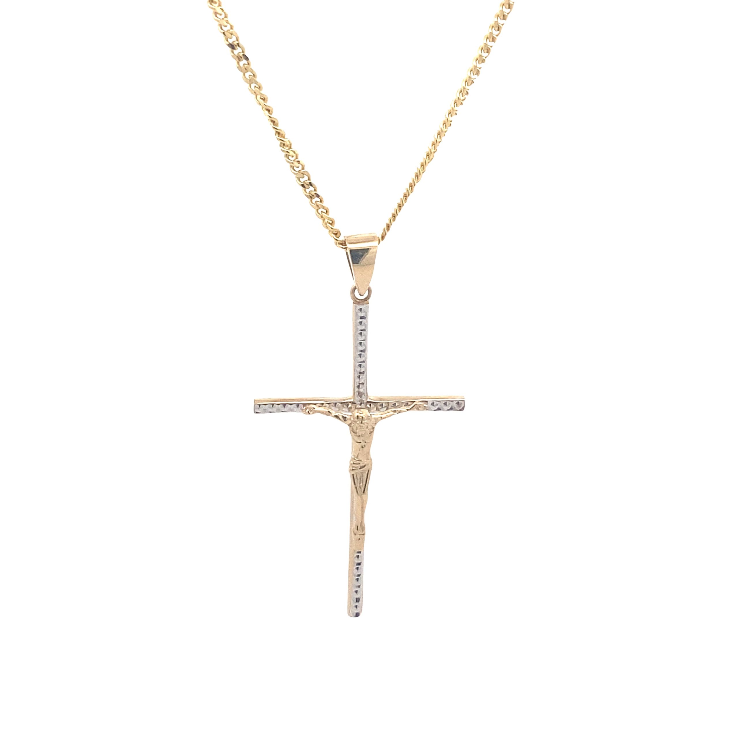 14K Gold 2/t Cross with Image Pendant