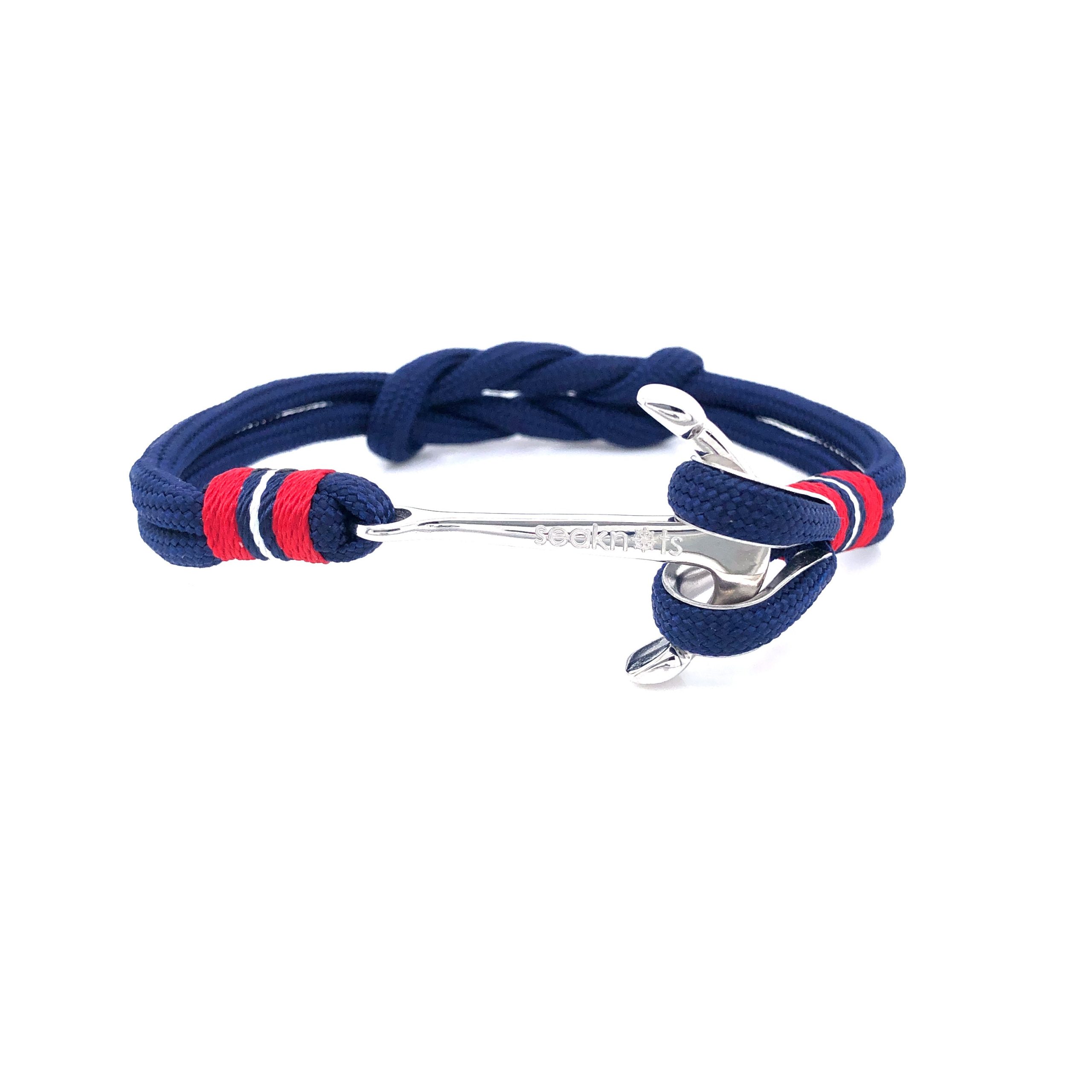 Blue Double Cord with Silver Anchor Bracelet (Blue/Silver)