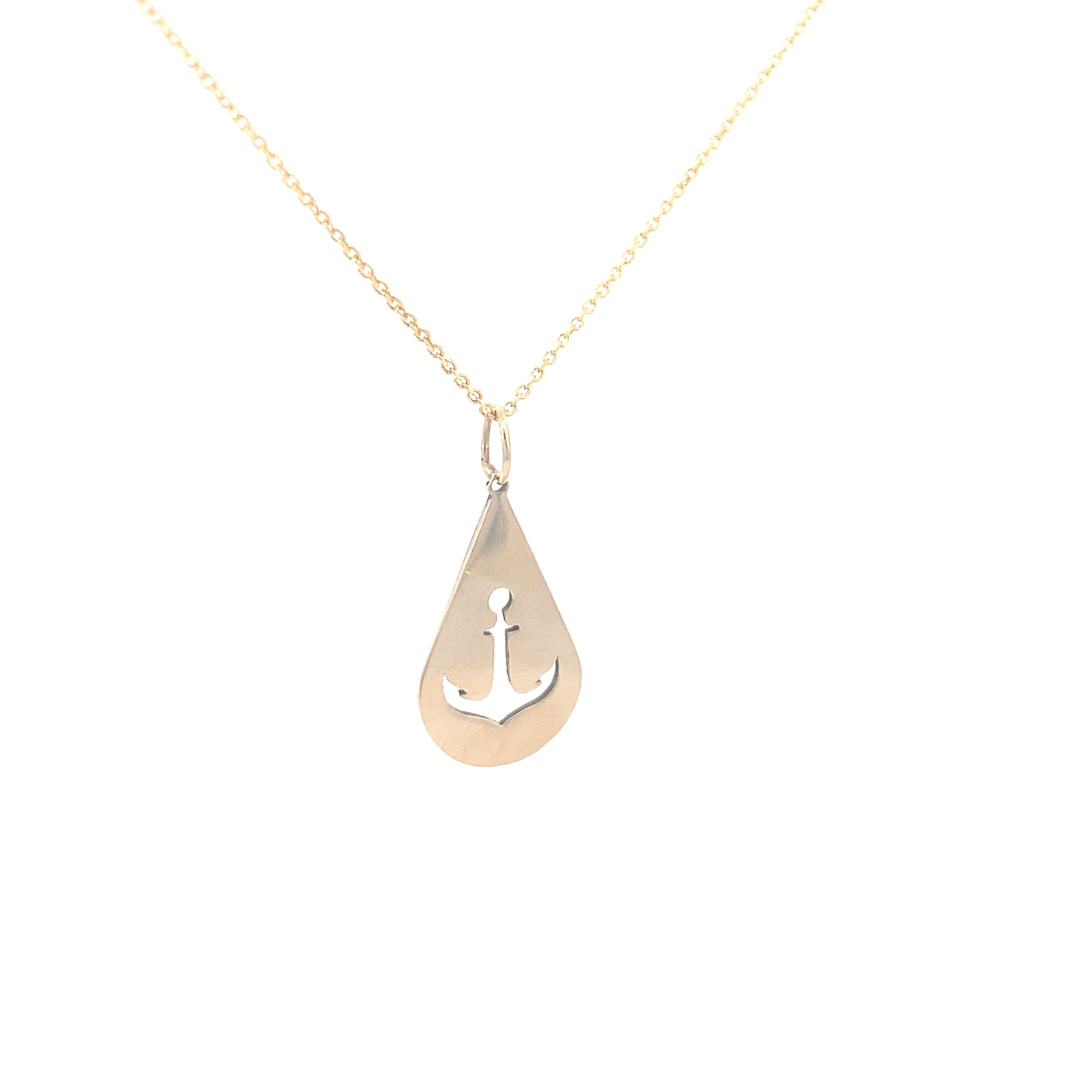 14K Gold Custom Anchor Pendant