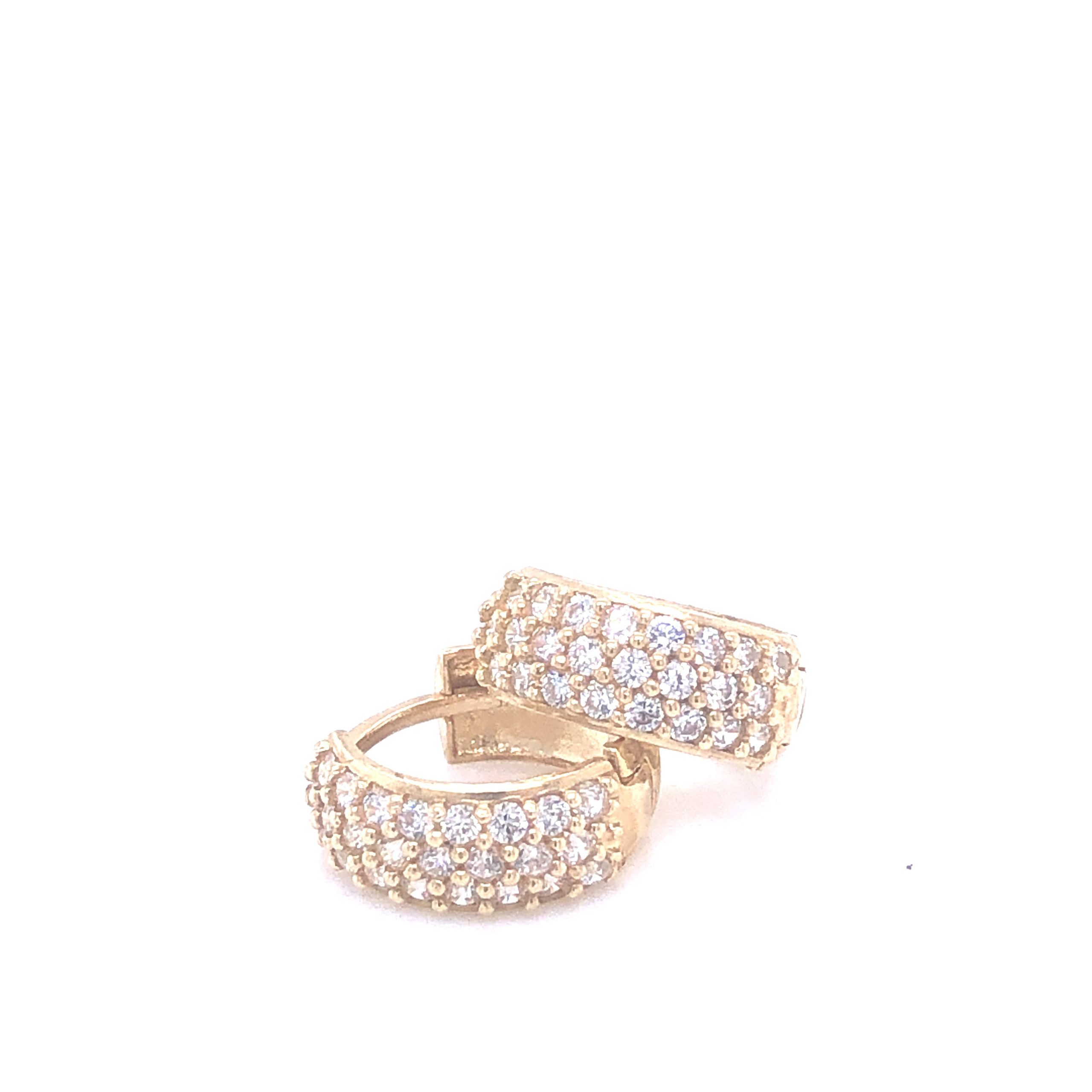 14K Wide Cubic Zirconia in Pave Gold Huggies