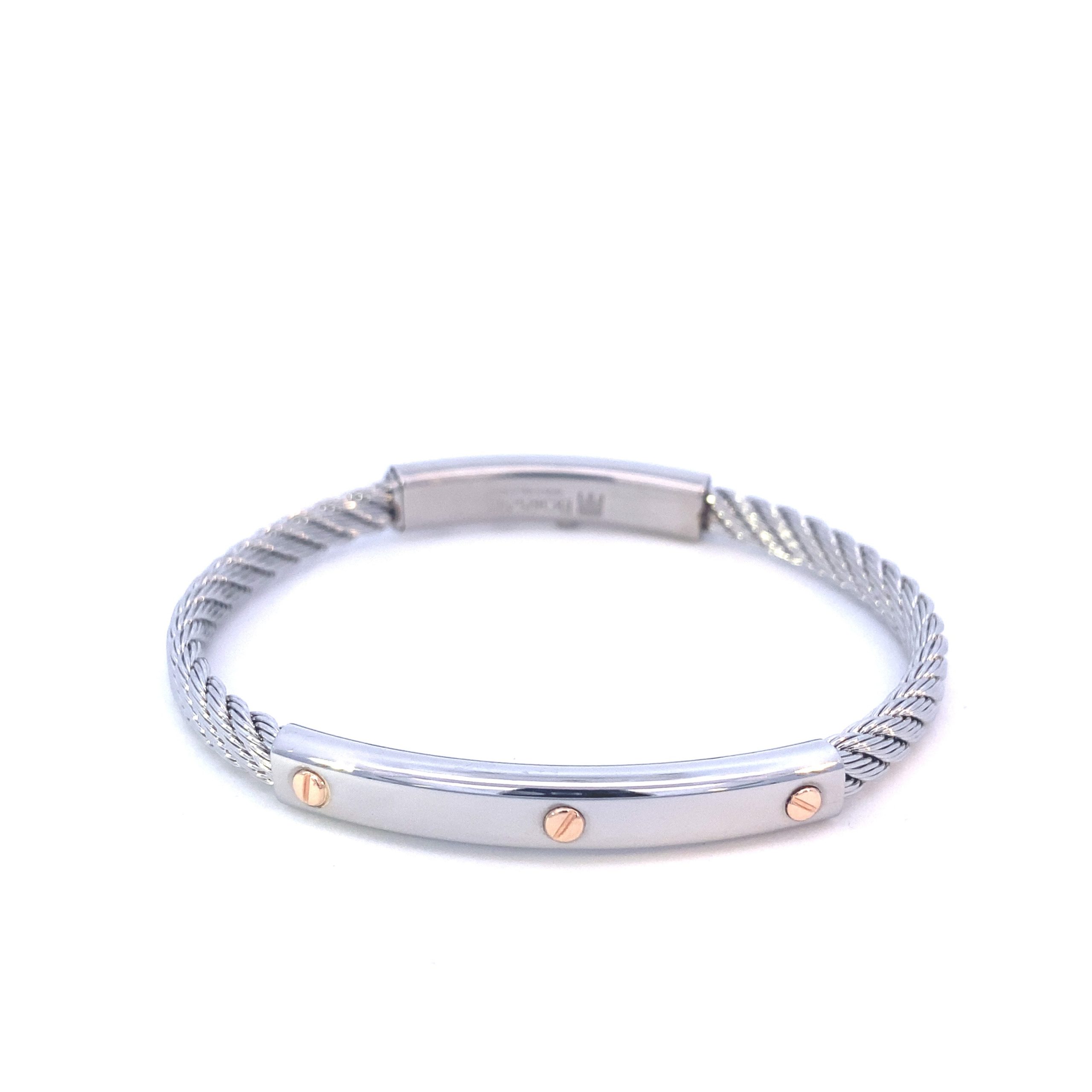 Steel Bangle/18k Rose Gold Screw Element