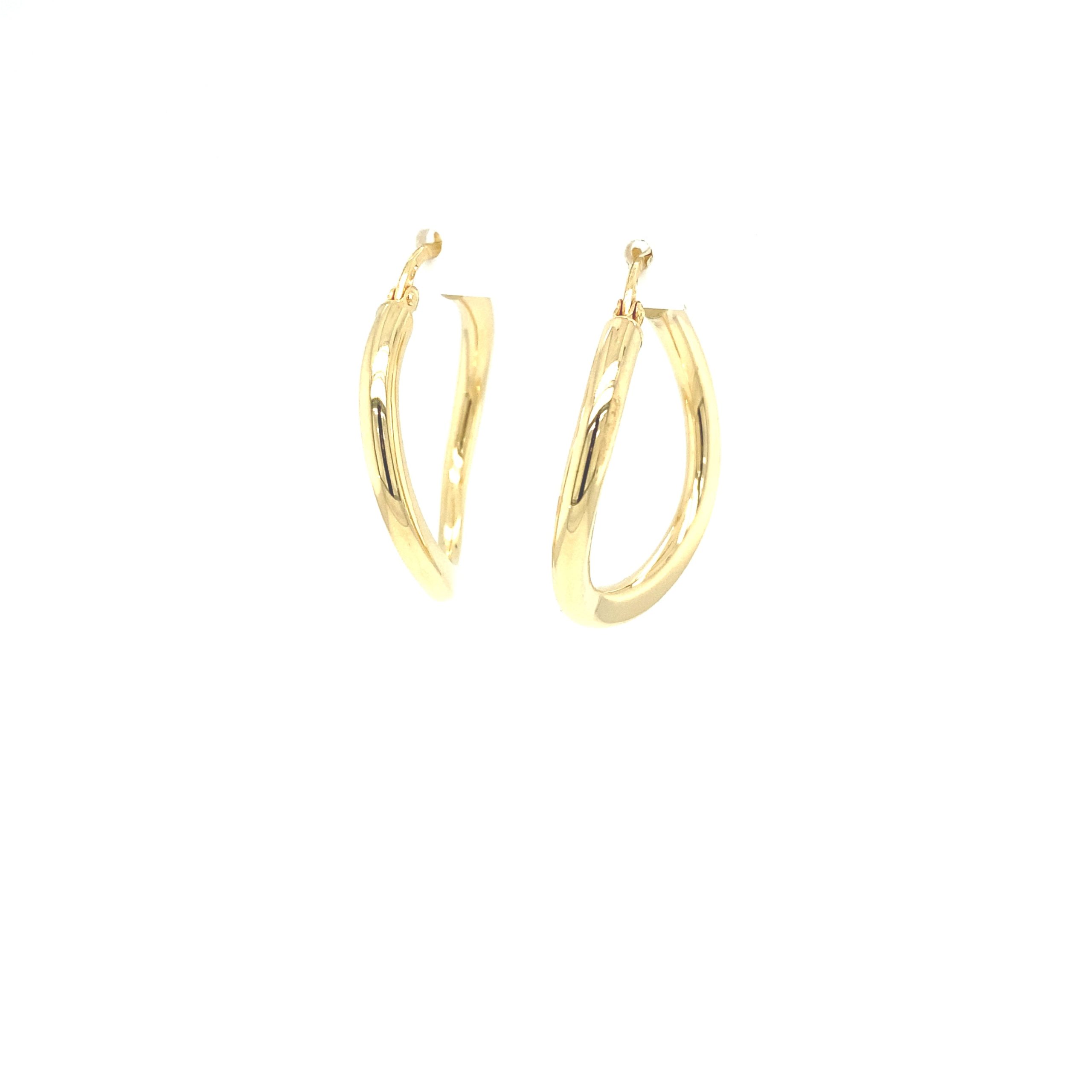 14K Wave Gold Hoops