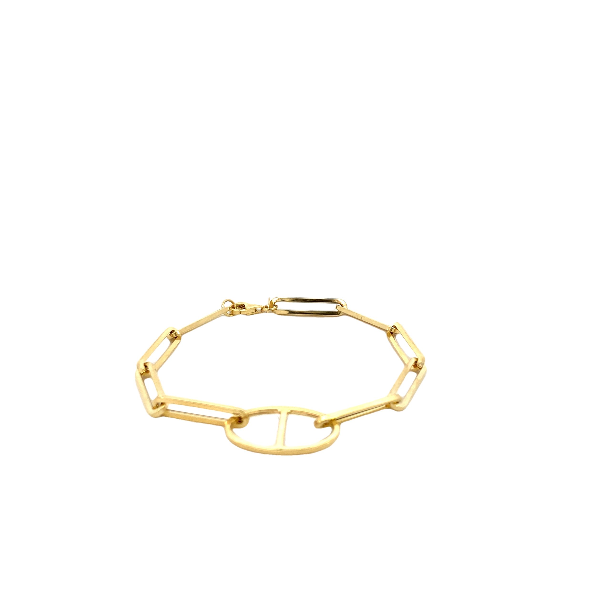 14K Gold Long Paper Clip Bracelet