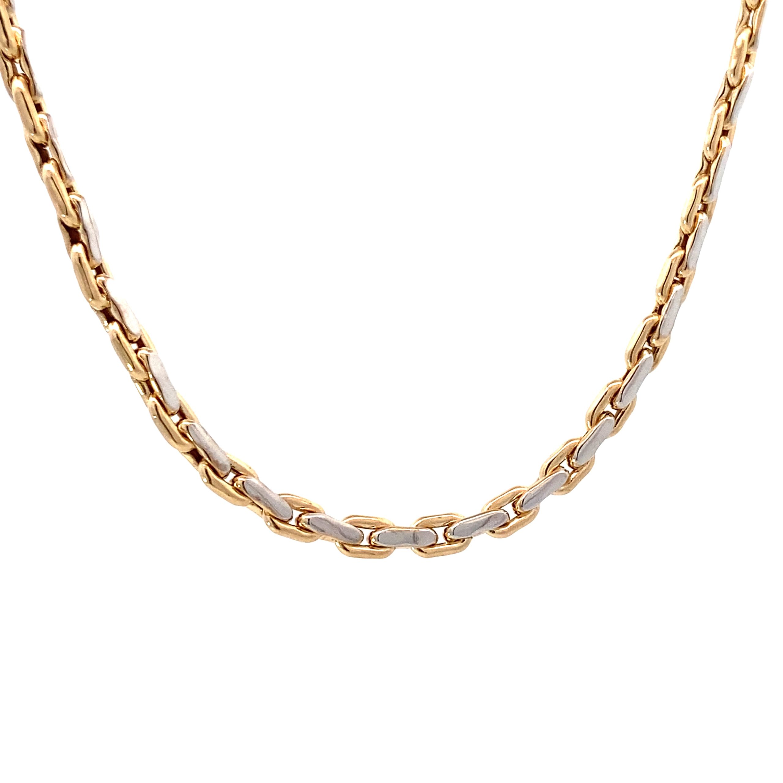 14K Gold 2-tone Double Link Flat Chain