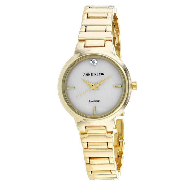 Anne Klein Women's AK-2440PMGB Classic Diamond Gold-Tone Stainless Steel Watch