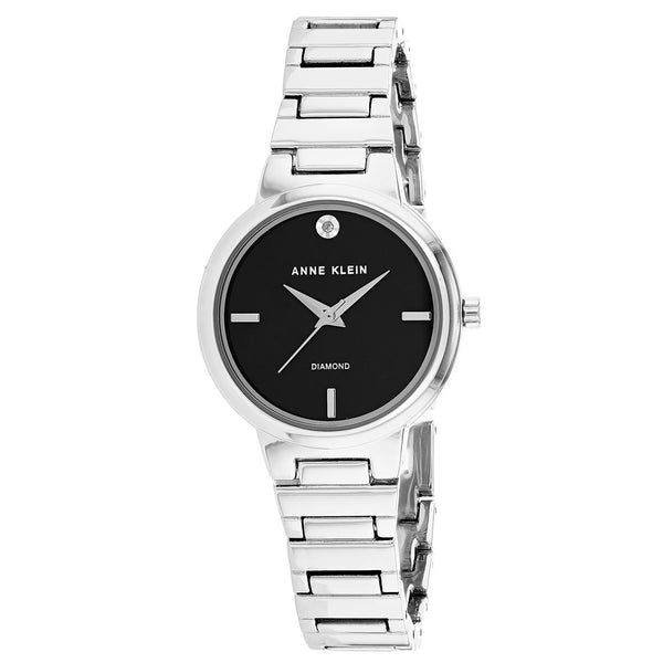 Anne Klein Women's AK-2441BKSV Classic Diamond Stainless Steel Watch