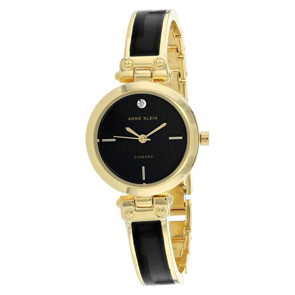 Anne Klein Women's AK-2694BKGB Classic Diamond Two-Tone Stainless Steel and Ceramic Watch