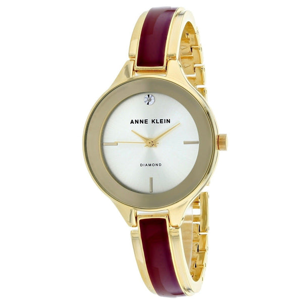 Anne Klein Women's AK-2702BYGB Classic Diamond Red and Gold-Tone Stainless Steel and Ceramic Watch