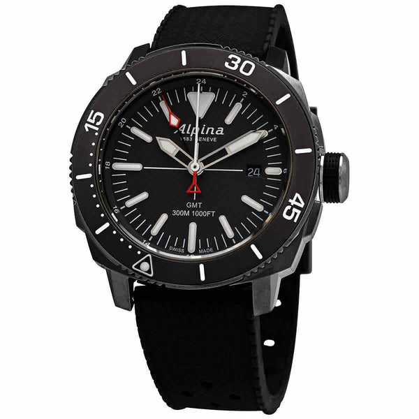 Alpina Men's AL-247LGG4TV6 Seastrong Black Rubber Watch