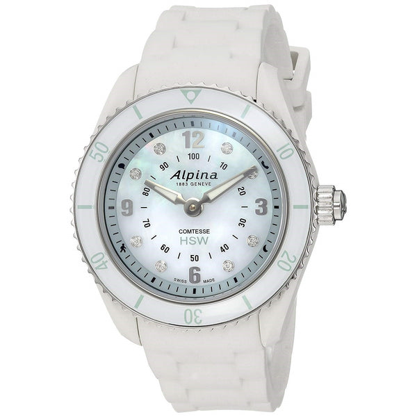 Alpina Women's AL-281MPWND3V6 Comtesse White Rubber Watch