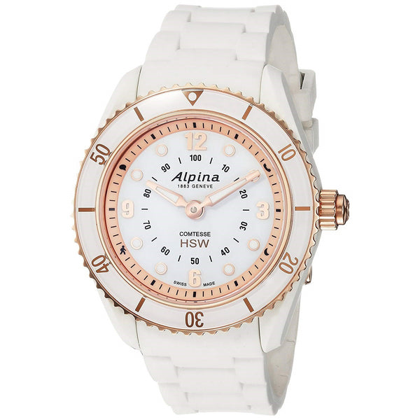 Alpina Women's AL-281WY3V4 Comtesse White Rubber Watch