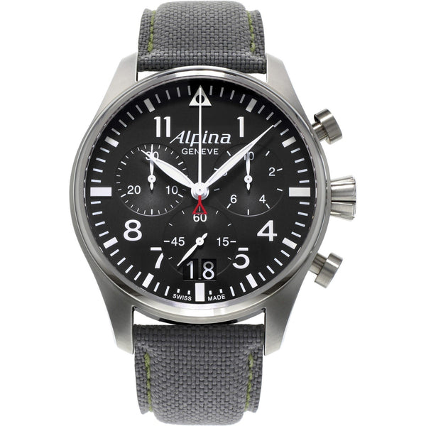 Alpina Men's AL-372B4S6 Startimer Chronograph Grey Fabric Watch