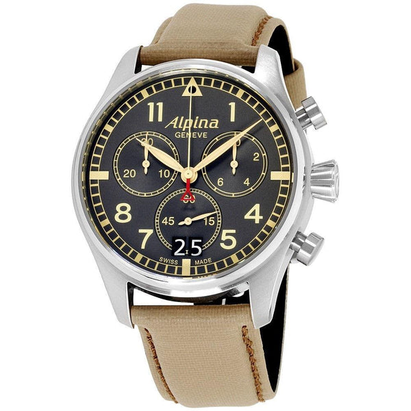 Alpina Men's AL-372BBGR4S6 Startimer Chronograph Beige Leather Watch