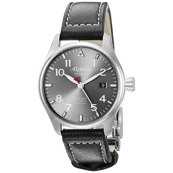 Alpina Men's AL-525G3S6 Startimer Pilot Black Leather Watch