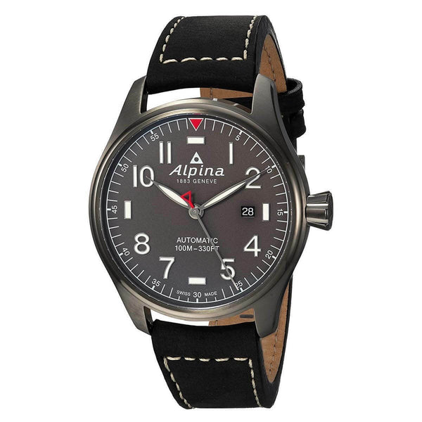 Alpina Men's AL-525G4TS6 Startimer Pilot Black Leather Watch
