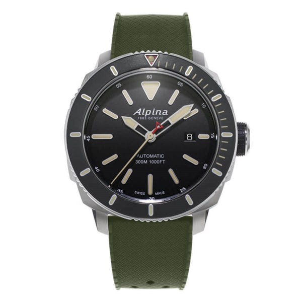Alpina Men's AL-525LGG4V6 Seastrong Diver 300 Green Silicone Watch