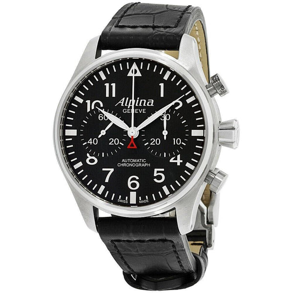 Alpina Men's AL-860B4S6 Startimer Pilot Chronograph Black Leather Watch