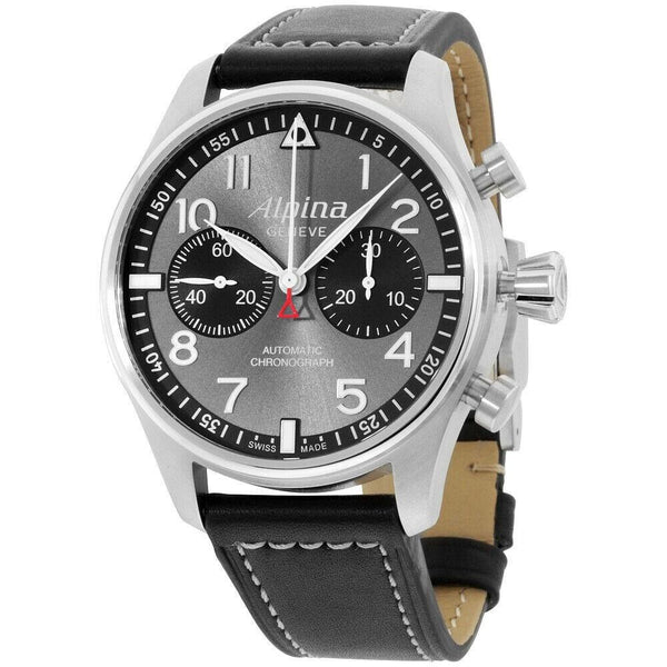 Alpina Men's AL-860GB4S6 Startimer Pilot Chronograph Black Leather Watch