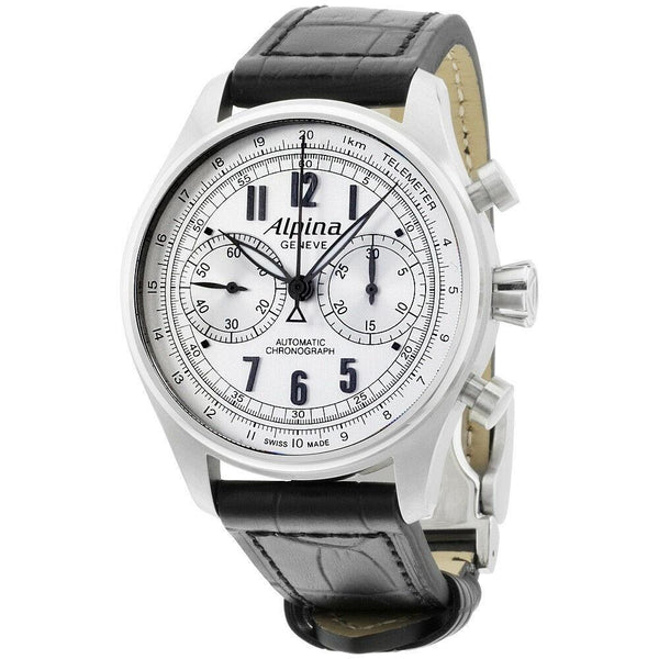 Alpina Men's AL-860SCP4S6 Startimer Pilot Chronograph Black Leather Watch