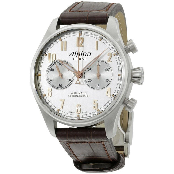 Alpina Men's AL-860SCR4S6 Startimer Pilot Chronograph Brown Leather Watch