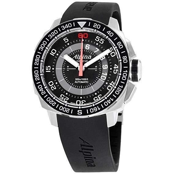Alpina Men's AL-880LBG4V6 Seastrong Black Silicone Watch