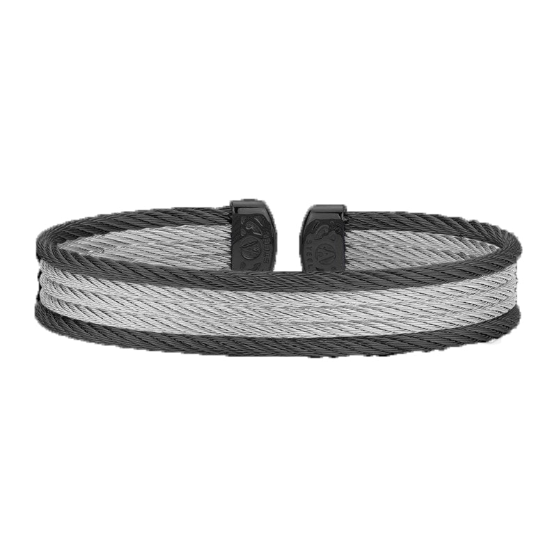 ALOR GREY & BLACK STERLING SILVER CABLE CUFF