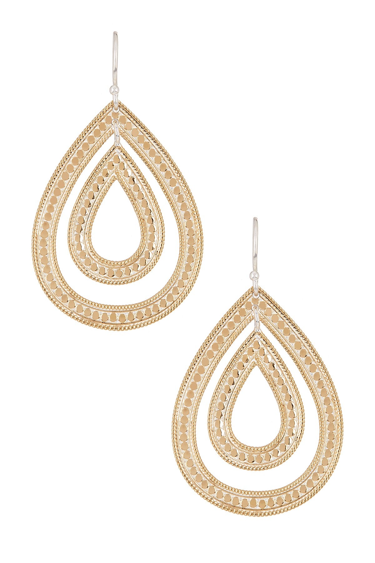 Double Open Tear Drop Earrings (Gold)