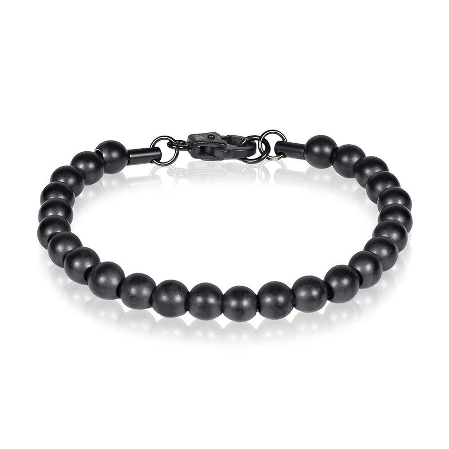 7mm Black Steel Bead Bracelet