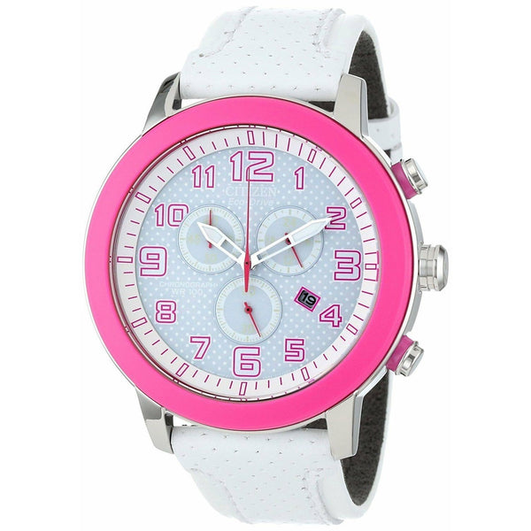 Citizen Women's AT2230-03A Drive Chronograph White Leather Watch