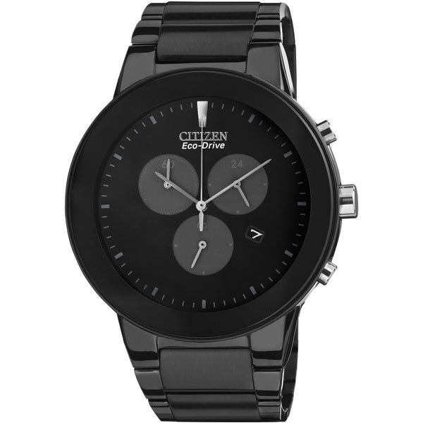 Citizen Men's AT2245-57E Axiom Chronograph,Solar Black Stainless Steel Watch