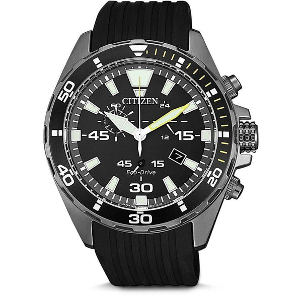 Citizen Men's AT2437-13E Promaster Chronograph Black Rubber Watch