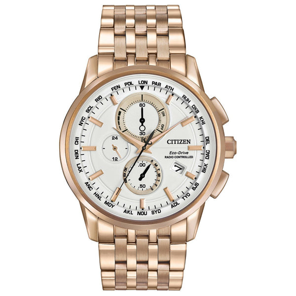 Citizen Men's AT8113-55A World Time A-T Chronograph Rose Gold-Tone Stainless Steel Watch