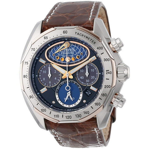 Citizen Men's AV3006-09E Moon Phase Flyback Chronograph Brown Leather Watch