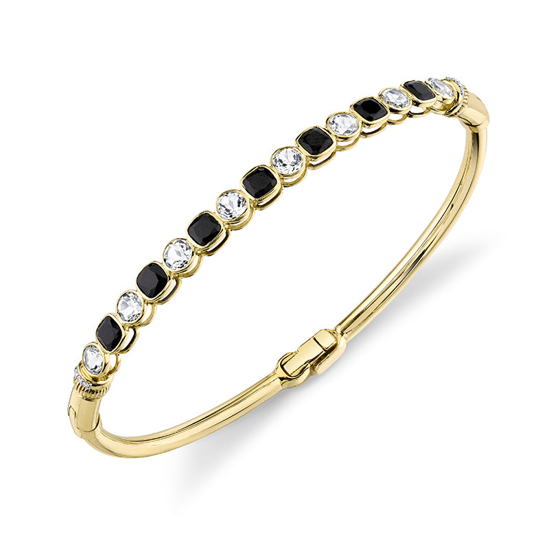Sloane Street 18k Yellow Gold Black Spinel & White topaz Alternating Bracelet- SS-B018H-BSP-WT-WDCB-Y