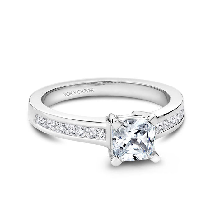 Noam Carver 14K White Gold Asscher Channel Set Diamond Engagement Ring- B031-02A