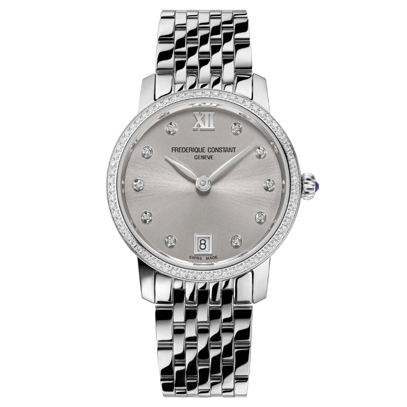 Frederique Constant Stainless Steel Slimline Ladies Diamond Watch - FC-220LBD1SD26B