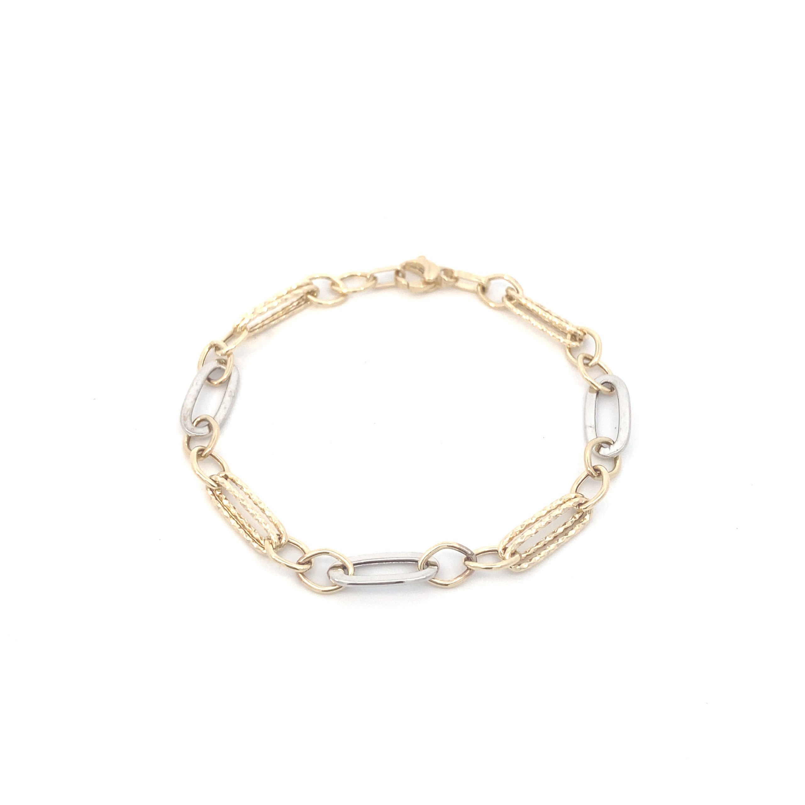14K Gold 2-Tone Oval Links Bracelet