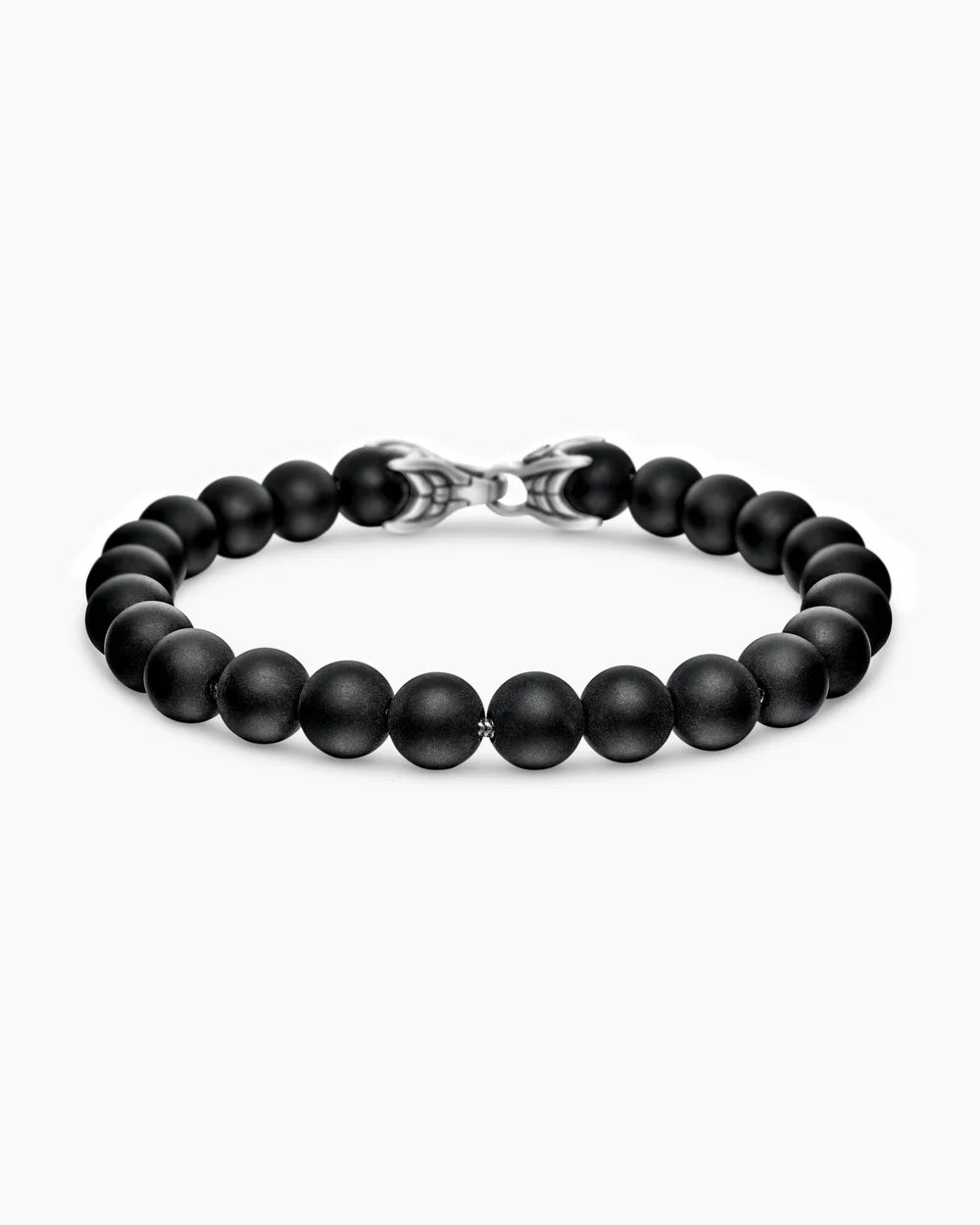 Spiritual Beads Bracelet Sterling Silver with Black Onyx, 8mm