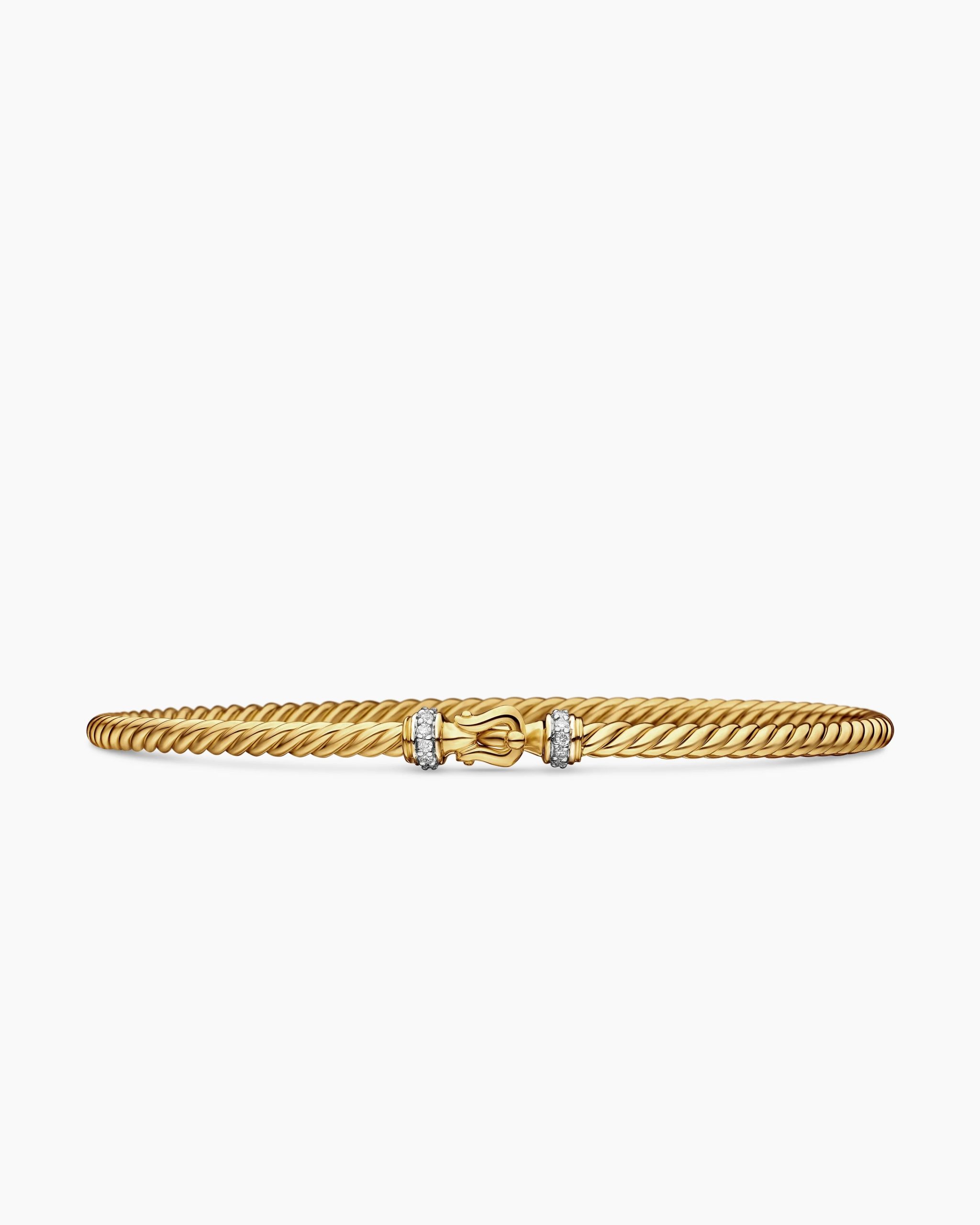 Buckle Classic Cable Bracelet 18K Yellow Gold with Diamonds, 2.6mm