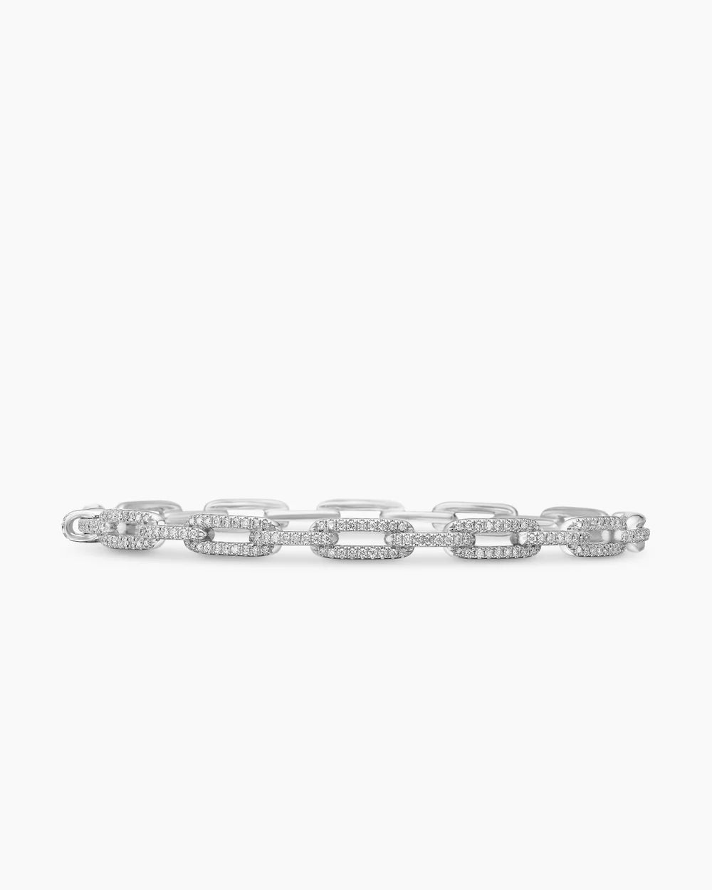 Stax Chain Link Bracelet 18K White Gold with Diamonds, 4mm