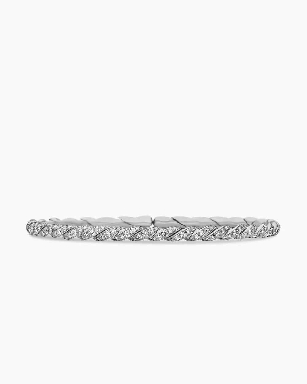 Sculpted Cable Flex Bracelet 18K White Gold with Diamonds, 3.5mm