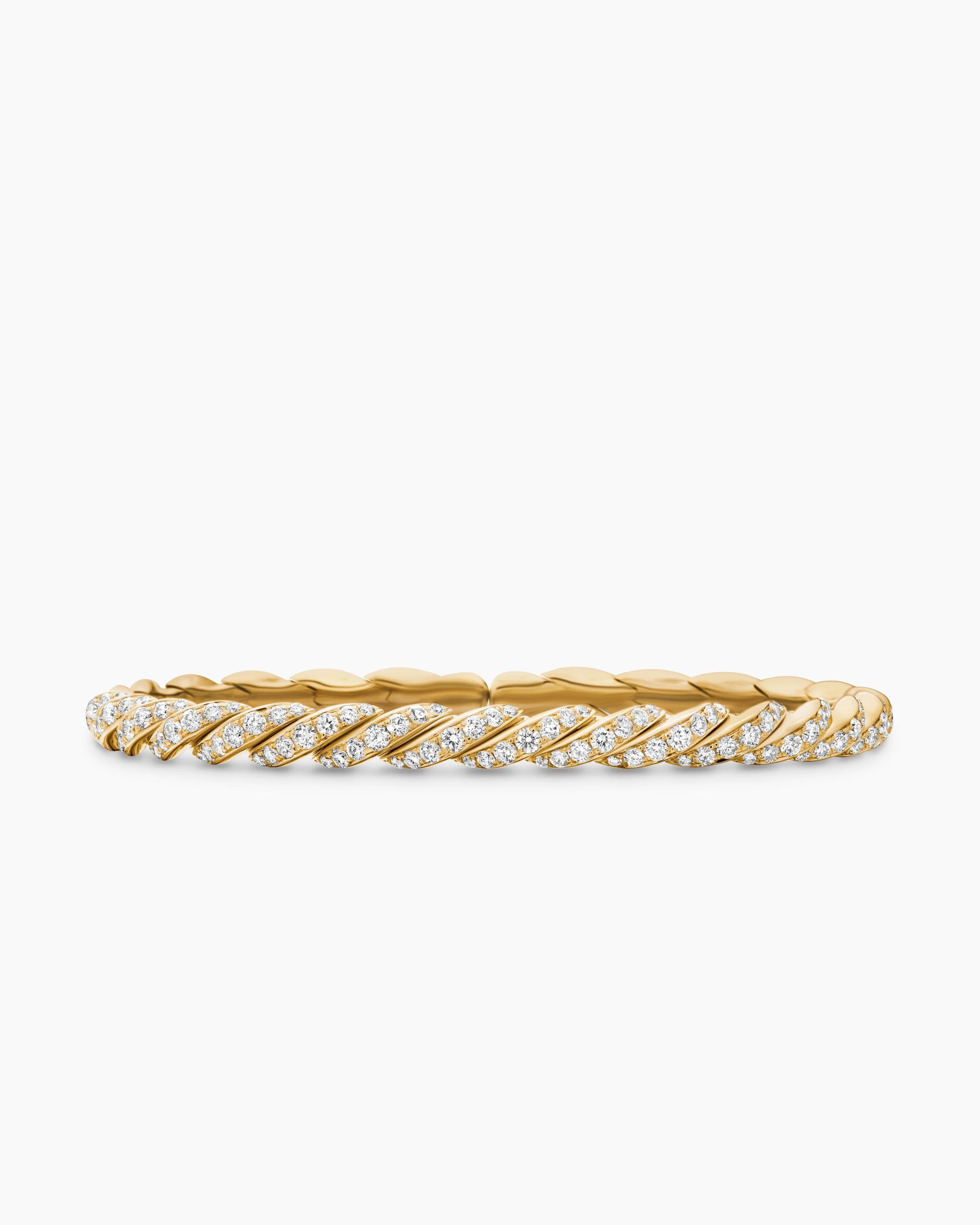 SCULPTED CABLE FLEX BRACELET 18K Yellow Gold with Diamonds, 5mm