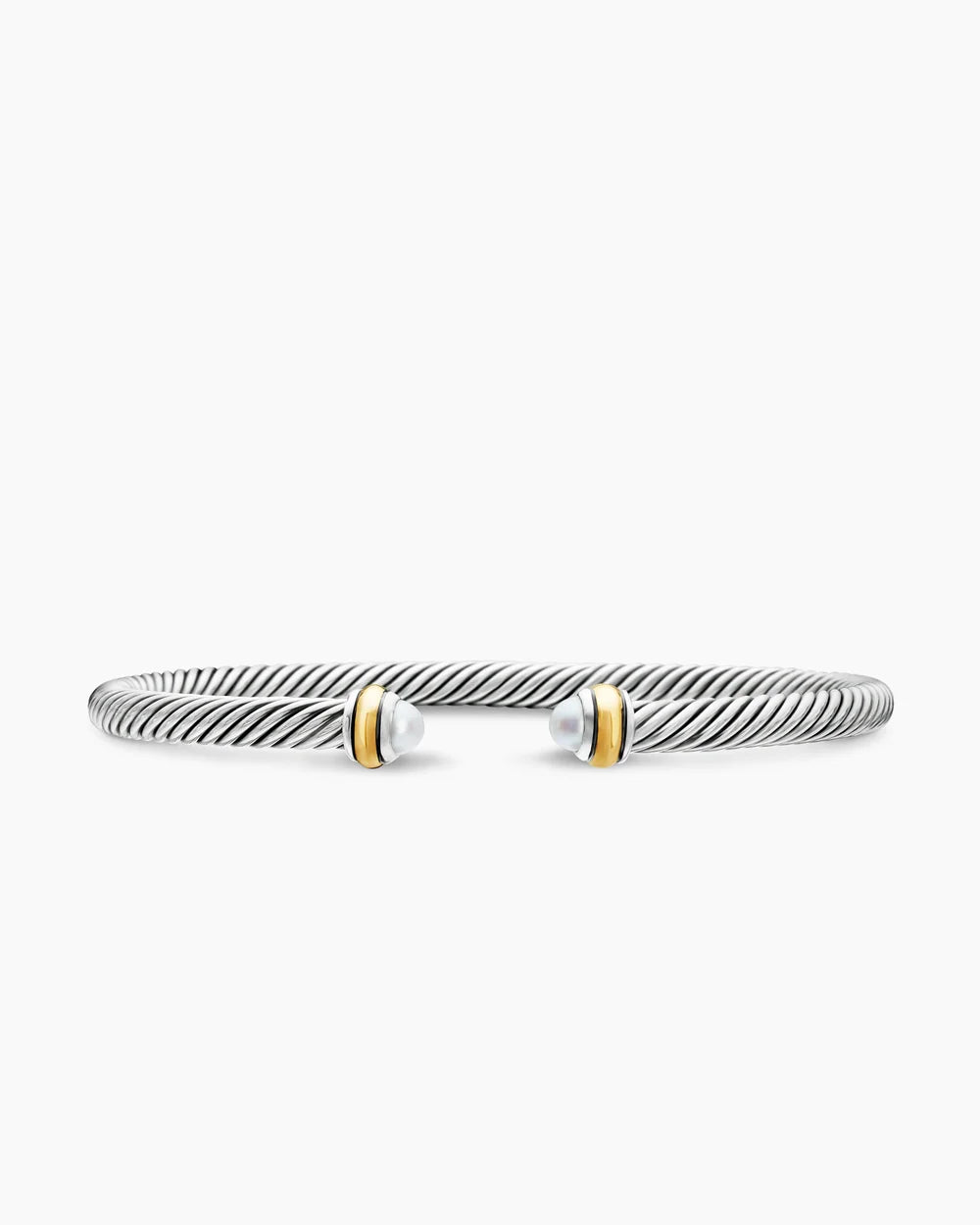 Classic Cable Bracelet Sterling Silver with 18K Yellow Gold and Pearls, 4mm